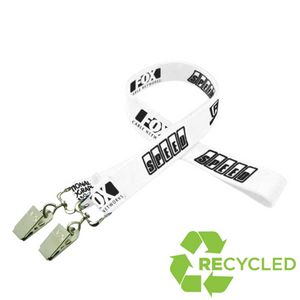 [SSREC-34YB2] 3/4" Silkscreened Recycled Lanyard w/ Double Standard Attachment