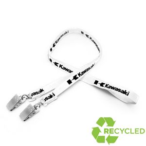 [SSREC-38YB2] 3/8" Silkscreened Recycled Lanyard w/ Double Standard Attachment