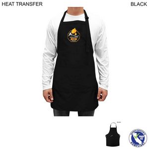 Twill Bib Apron, 2 Pockets, Adjustable Neck, Heat Transfer Logo, In Stock (25"x28")