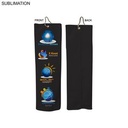 Colored Microfiber Dri-Lite Terry Golf Towel, Trifold Grommet & Hook, Sublimated (5"x18")