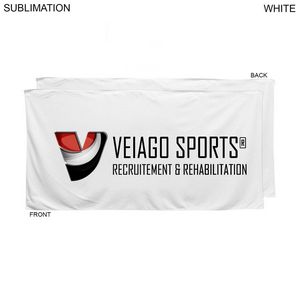 Plush and Soft White Velour Terry Cotton Blend Shower Towel, Sublimated Full Color :ogo (24"x48")