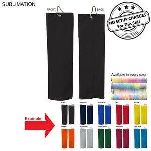 Colored Microfiber Dri-Lite Terry Golf Towel, Trifold Grommet & Hook, Finished size (5"x18")