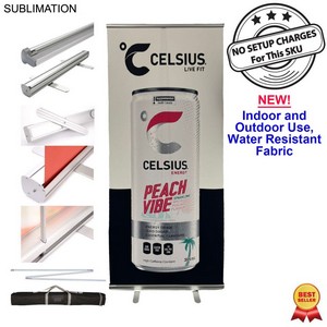 [SU583-5] Sublimated Heavy Fabric Premium Retractable Pull Up Banner, Stand and Bag, Standard base (33.5"x79")