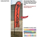 10' Small Feather Flag Kit, Full Color Graphics One Side, Outdoor Spike Base and Bag Included