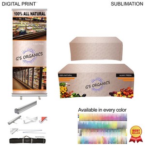 [SU583] Most Popular Trade Show Package, Premium Retractable Banner + Sublimated Tablecloth for 6' table