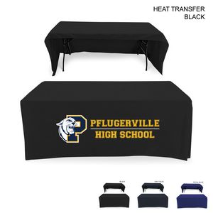 [HT720] Polycotton Twill Table Throw for 6' Table, Drape style, 3 sided, Open Back, Heat Transfer Logo