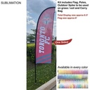 8.5' X-Small Feather Flag Kit, Full Color Graphics One Side, Outdoor Spike Base and Bag Included
