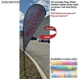 [SU750-4] 9' Small Tear Drop Flag Kit, Full Color Graphics Double Sided, Outdoor Spike base and Bag Included
