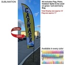 13' Medium Feather Flag Kit, Full Color Graphics Double Sided, Outdoor Spike Base and Bag Included