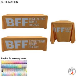 Sublimated PREMIUM Table Cloth for 8' table, Drape Style, 4 Sided, Closed Back, Rounded Corners
