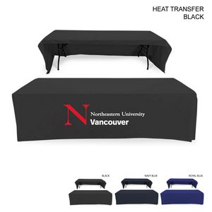 [HT721] Polycotton Twill Table Throw for 8' Table, Drape style, 3 sided, Open Back, Heat Transfer logo