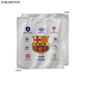 [SU208-7] White Microfiber Dri-Lite Terry Sponsorship Rally Towel, Sublimated Full Color Logos (10"x10")