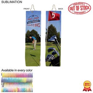 [SU628-2] Plush Velour Terry Cotton blend Golf Towel, Trifold Grommet and Hook, Sublimated