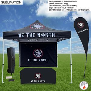 [SU758-13] Deluxe Tent Flag Package, 10' Tent kit, Backwall, Box Fit Tablecloth, and Double Sided Flag Kit