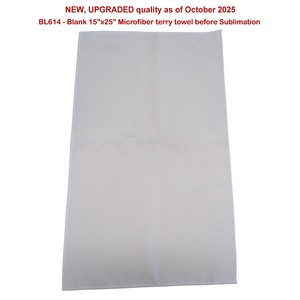 [BL614] White Microfiber Dri-lite Terry Sports, Hand, Gym Towel, Blank Only (15"x25")