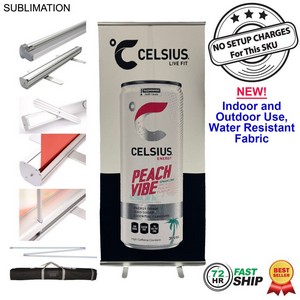Most Popular Trade Show Package, Premium Retractable Banner + Sublimated Tablecloth for 6' table