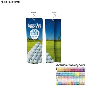 Microfiber Dri-Lite Terry Golf Towel, Trifold Grommet & Hook, Sublimated (5"x15")