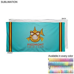 [SU631-6] Swim Towel in Plush and Soft Velour Terry Cotton Blend, Sublimated Edge to Edge (12"x48")