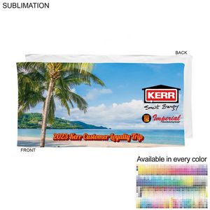 [SU699] Heaviest Weight, Plush Velour Terry Cotton Blend Beach Towel, Sublimated Logo Edge to Edge (30"x60")