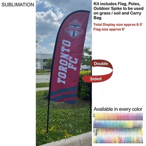 [SU749-2] 8.5' X-Small Feather Flag Kit, Full Color Graphics Double Sided, Outdoor Spike ase and Bag Included
