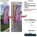 8.5' X-Small Feather Flag Kit, Full Color Graphics One Side, Outdoor Spike Base, Indoor Cross Base
