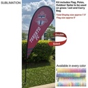7.5' X-Small Tear Drop Flag Kit, Full Color Graphics Double Sided, Outdoor Spike base & Bag Included