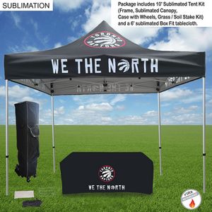 [SU758-5] Event Package, 10' Premium sublimated Tent Kit and 6' Sublimated Box Fit Tablecloth (Best Seller)
