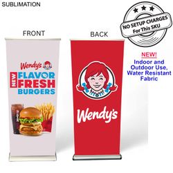 Sublimated Heavy Fabric Deluxe Wide Base Pull Up Banner with Double sided Graphics (33.5"x79")