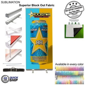 [BB583-4] 48Hr Quick Ship Sublimated Premium Retractable Pull Up Banner, Superior Block Out Fabric (33.5"x79")