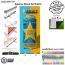 48Hr Quick Ship Sublimated Premium Retractable Pull Up Banner, Superior Block Out Fabric (33.5"x79")