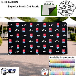 [BB794-3] 48Hr Quick Ship - 15'W x 8'H EuroFit Tension Fabric Straight Wall Kit, Double Sided Graphics