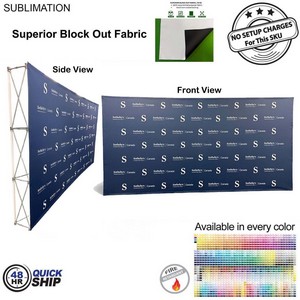 [BB796-3] 48Hr Quick Ship - 15' Straight Wall Full Height Tension Fabric Pop-up Display, Block Out Fabric