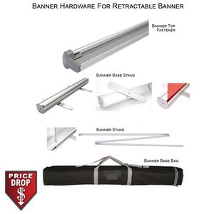 Premium Retractable Banner Hardware, Stand and Bag, Aluminum Base, Graphics are not included