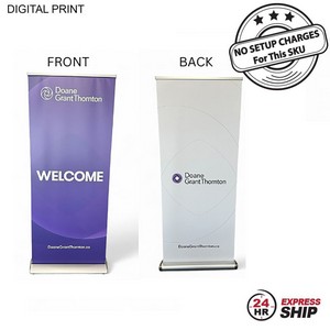 24Hr Express Ship- Deluxe Wide Base Retractable Pull Up Banner Double sided, (33.5"x79")