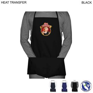 [HT265] Domestic made Shorter length Twill Bib Apron, 2 Pockets, Heat Transfer Logo (19"x24")