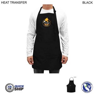 [HT594-5] 48 Hr Quick Ship - Twill Bib Apron, 2 Pockets, Adjustable Neck, Heat Transfer Logo (25"x28")