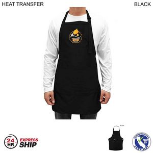 [HT594-7] 24 Hr Express Ship - Twill Bib Apron, 2 Pockets, Adjustable Neck, Heat Transfer Logo (25"x28")