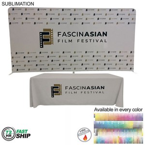 72Hr Fast Ship - Tradeshow Booth Package, 15' EuroFit Tension Fabric Wall & PREMIUM 8' Tablecloth.