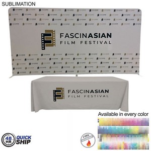 [PM794-17] 48Hr Quick Ship - Tradeshow Booth Package, 15' EuroFit Tension Fabric Wall & PREMIUM 8' Tablecloth