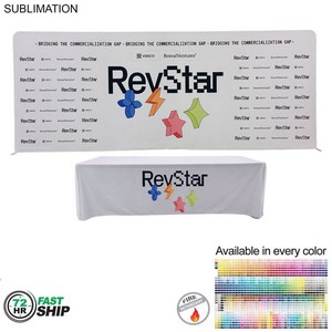 72Hr Fast Ship - Tradeshow Booth Package, 20' EuroFit Tension Fabric Wall & PREMIUM 8' Tablecloth