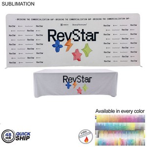 [PM795-17] 48Hr Quick Ship - Tradeshow Booth Package, 20' EuroFit Tension Fabric Wall & PREMIUM 8' Tablecloth