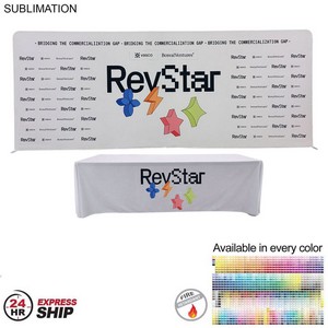 [PM795-18] 24Hr Express Ship - Tradeshow Booth Package, 20' EuroFit Tension Fabric Wall & PREMIUM 8' Tablecloth