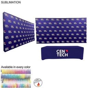 Tradeshow booth package Ultra, 15' Straight Wall Display with Wrap End Caps & Premium 8' tablecloth