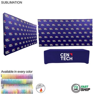[PM796-15] 72Hr Fast Ship - Tradeshow booth package Ultra, 15' Straight Wall with Wrap End Caps & 8' tablecloth