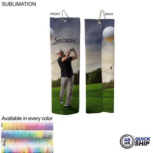 [SU178-18] 48Hr Quick Ship-Microfiber Dri-Lite Terry Golf Towel, 18" length, Trifold Grommet & Hook, Sublimated