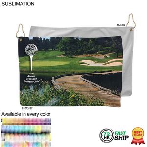 [SU178-22] 72Hr Fast Ship - Microfiber Dri-Lite Terry Golf Towel, Nofold Grommet & Hook, Sublimated (12"x18")