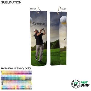 [SU178-23] 72Hr Fast Ship- Microfiber Dri-Lite Terry Golf Towel, Trifold Grommet & Hook, Sublimated