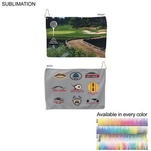 Microfiber Dri-Lite Terry Golf Towel, Nofold Grommet & Hook, Sublimated 2 Sides (12"x18")