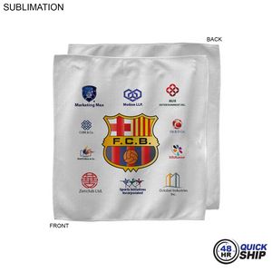 [SU208-10] 48 Hr Quick Ship - White Microfiber Dri-Lite Terry Sponsorship Rally Towel, Sublimated (10"x10")