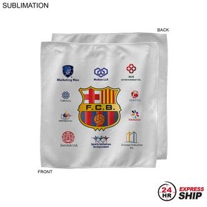 [SU208-12] 24 Hr Express - White Microfiber Dri-Lite Terry Sponsorship Rally Towel, Sublimated (10"x10")